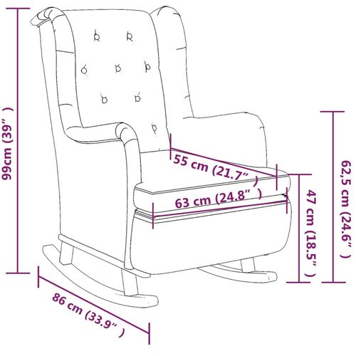 Fotelja s nogama za ljuljanje od kaučukovca ružičasta baršun slika 8