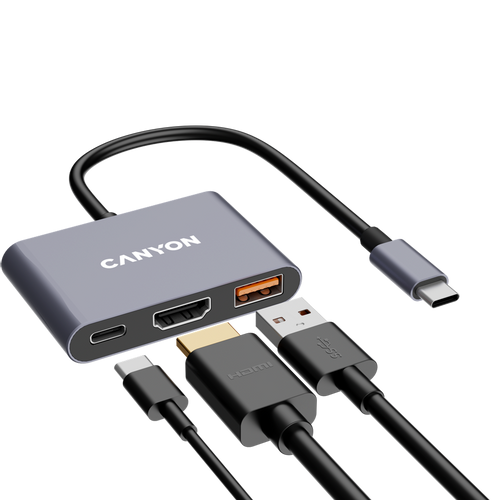 CANYON hub DS-4 3in1 USB-C Grey slika 5