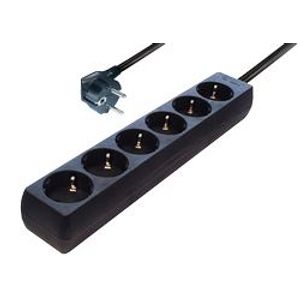 Transmedia 6-way Schuko Outlet power strip. Black