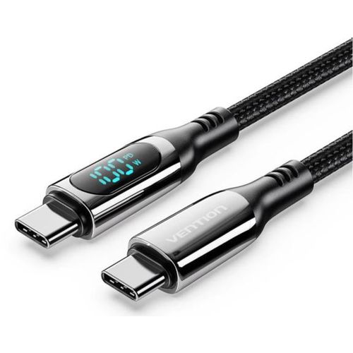 Vention Cotton Braided USB 2.0 C Male to C Male 5A Cable With LED Display 1,2m slika 1