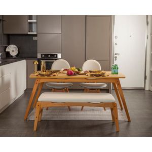 Set Stola i Stolica Touch (2S-1B) v2 - Hrast i Bež (4 Komada)
