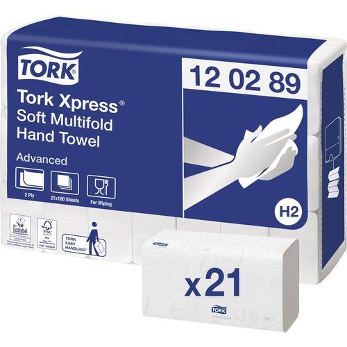 TORK 120289 Xpress Multifold Advanced papirnati ručnici (D x Š) 25.5 cm x 21.2 cm bijela 21 x 180 listova/pakiranje  3780 St. slika 1