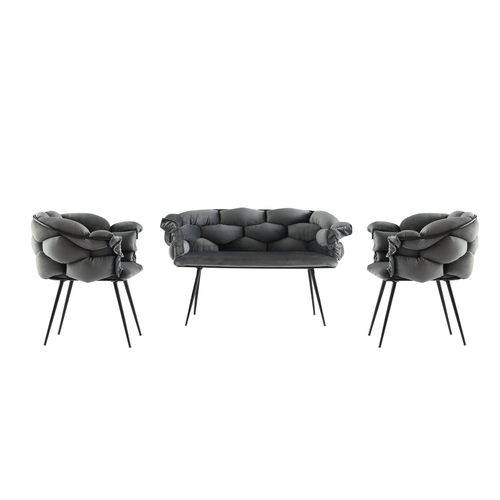 Garnitura tamnosivih sofa Balon - 2129 sa metalnim okvirom slika 2