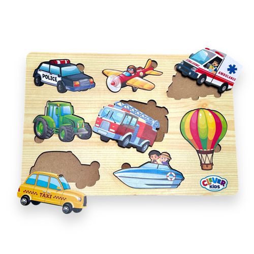 Clever Kids Drvena Slagalica Transport  slika 8