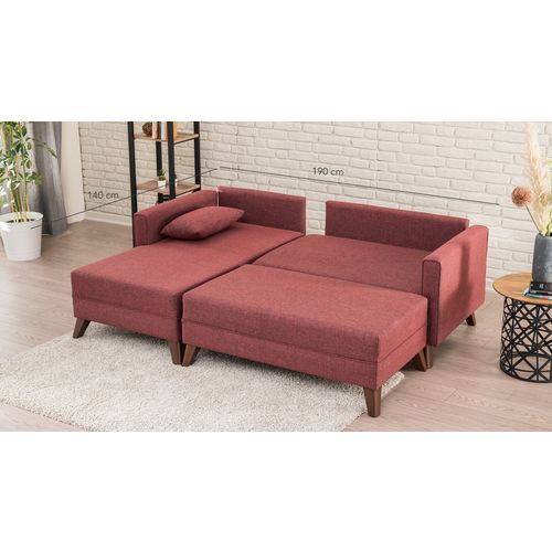 Atelier Del Sofa Kutna garnitura na razvlačenje, Bordo crvena, Bella Corner Sofa Left 2 - Claret Red slika 5