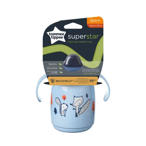 Tommee Tippee Superstar "TRAINING" šalica s usnikom i poklopcem, 300 ml, 6MJ+, Plava slika 1