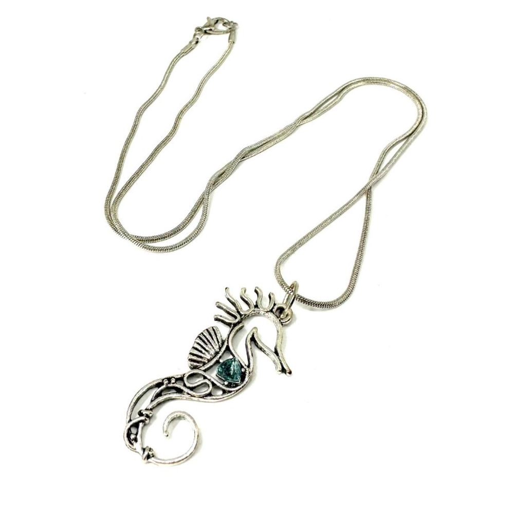 Poludrago kamenje Ogrlica Blue Topaz Seahorse slika 1