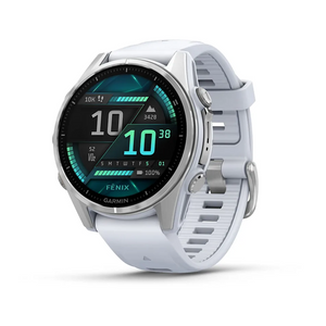 Garmin pametni sat fenix 8 43 mm AMOLED Silver, Whitestone remen