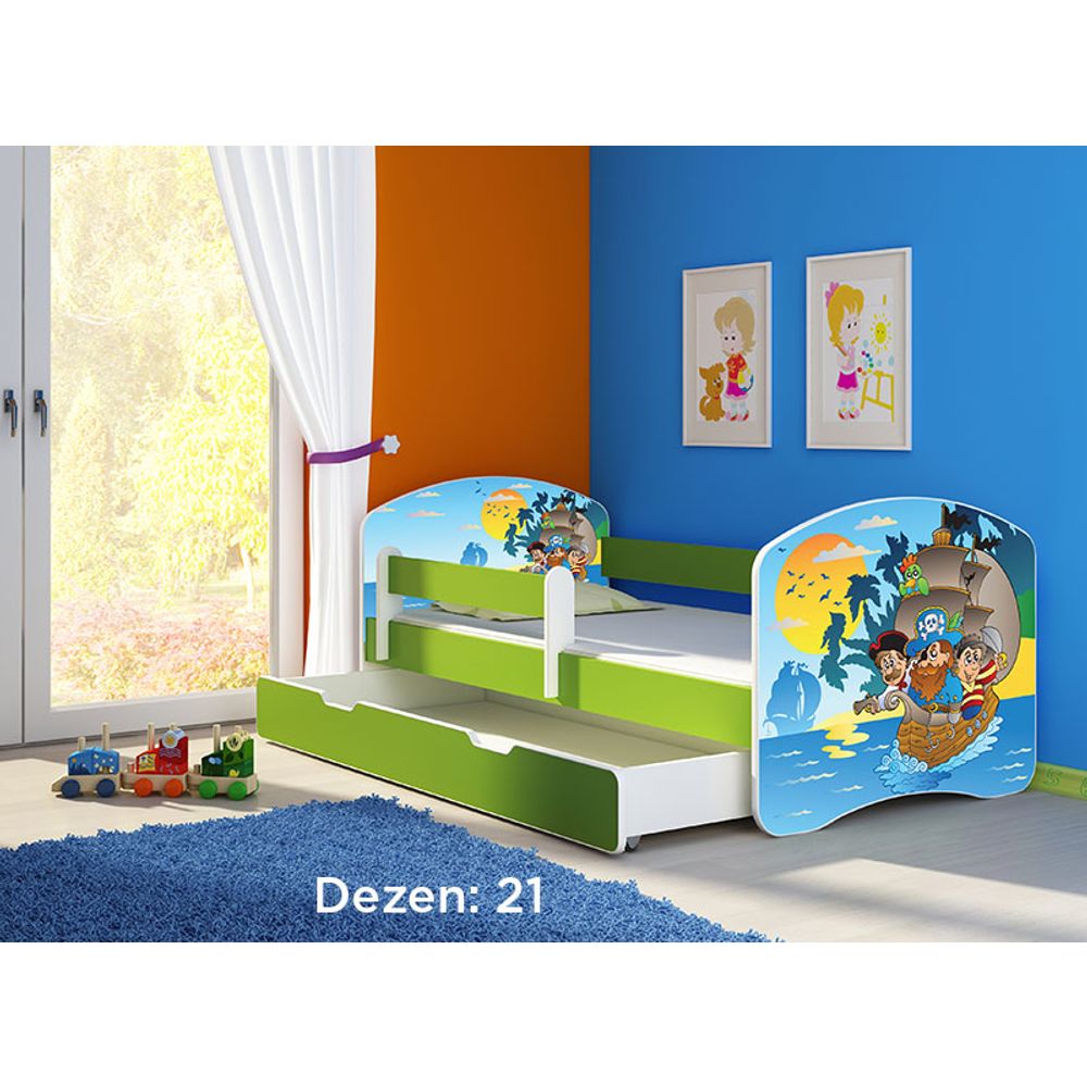 ACMA Dječiji krevet Acma II sa ladicom Green - 140x70cm - Dezen 21 slika 2
