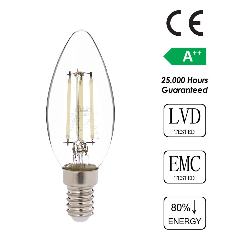 LED Sijalica E14 Düz - Bijela Prozirna slika 3
