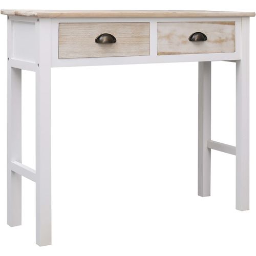Konzolni stol bijela i prirodna boja 90 x 30 x 77 cm drveni slika 25