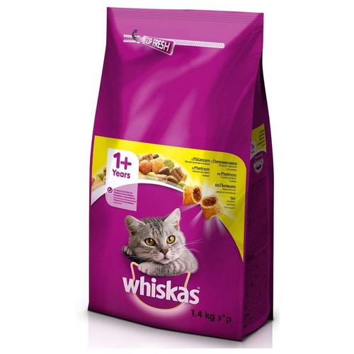 WHISKAS suha hrana za mačke Piletina 1+, 1,4kg slika 1