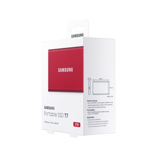 SAMSUNG Portable T7 2TB crveni eksterni SSD MU-PC2T0R slika 7