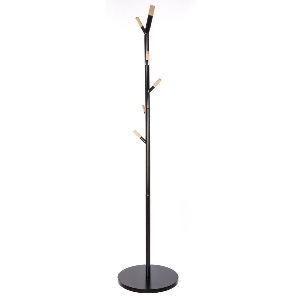 Five stalak vješalica za odjeću 6 kukica za odjeću, 44 x 175.5 cm, metal, crni slika 1