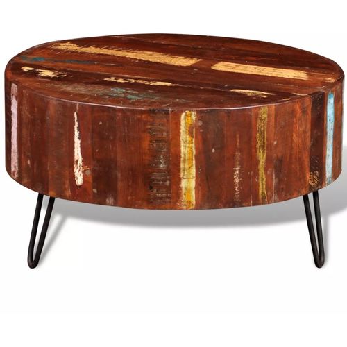 Stolić za kavu od masivnog obnovljenog drva okrugli slika 31