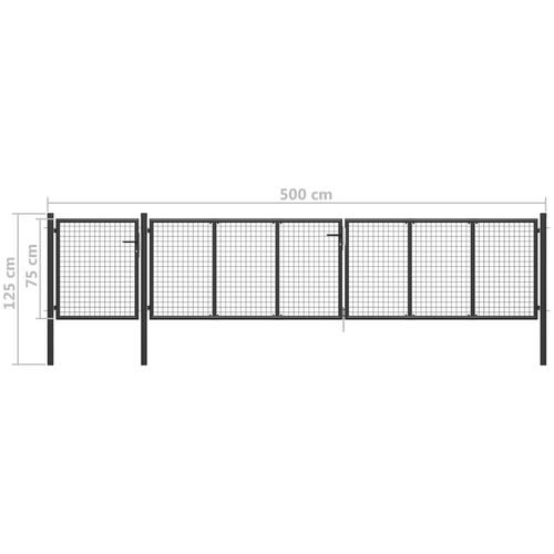 Vrtna vrata čelična 500 x 75 cm antracit slika 12