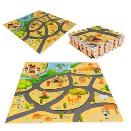 Eco Toys Podloga Za Igru Za Decu Safari Puzzle 9 Elemenata 93X93Cm slika 1