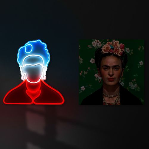 Wallity Ukrasna plastična LED rasvjeta, Frida Kahlo - White, Red, Blue slika 9