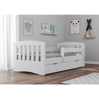 Drveni dečiji krevet Classic sa fiokom - beli - 180x80cm