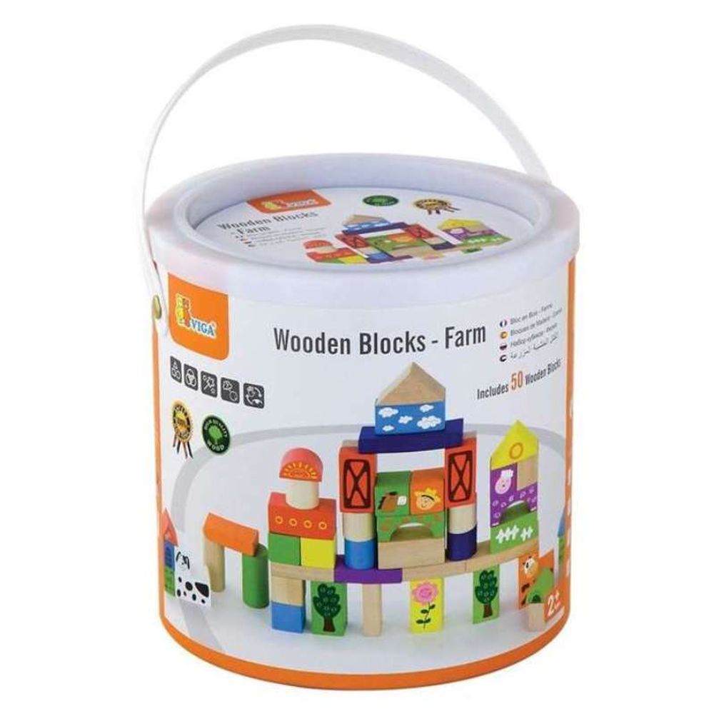 Viga Wooden Block Farm - Drvene kocke farma, 50kom slika 1