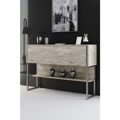 Woody Fashion Komoda LUXE, boja Travertine, srebrna boja slika 1