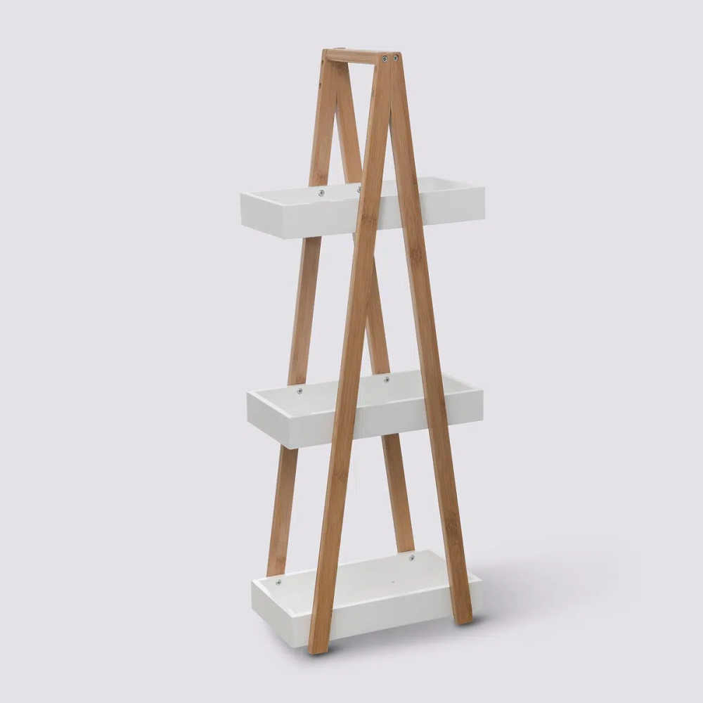 Five stalak sa 3 police Natureo, 30 x 18 x 82 cm, MDF, bijeli slika 5