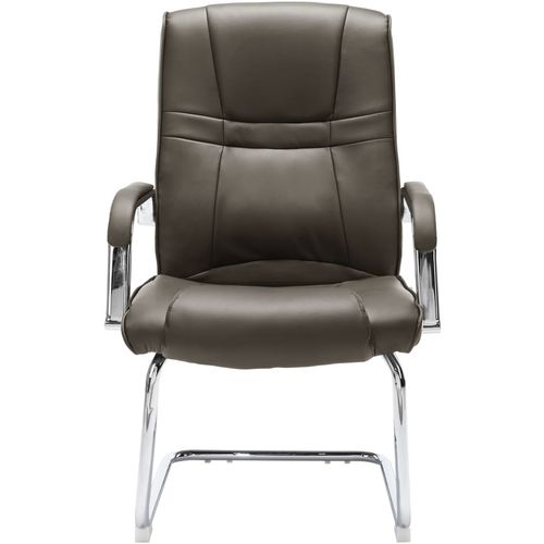 Konzolna uredska stolica od umjetne kože siva slika 24