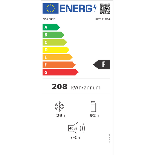 Gorenje RF3121PW4 Kombinovani frižider, Širina 48.1 cm, Visina 118.2 cm, Bela slika 5