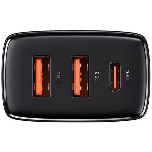 Punjač za mobitel Baseus Compact Quick Charger 2xUSB+USB-C 30W EU, zidni, crni slika 2