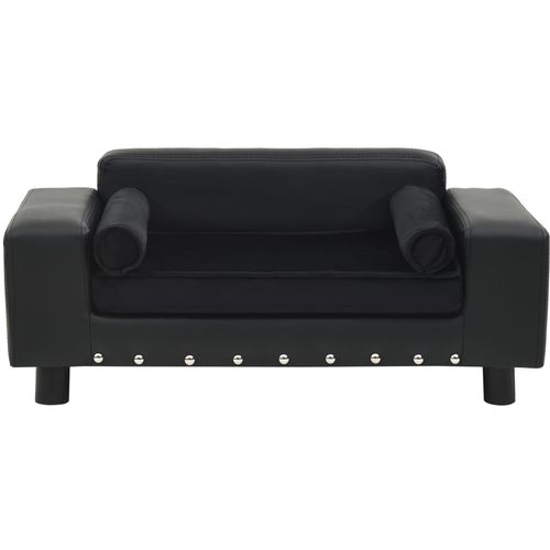 Sofa za pse crna 81 x 43 x 31 cm od pliša i umjetne kože slika 4