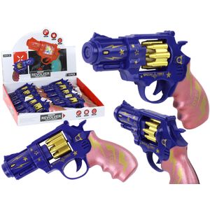 Plavo - ružičasti revolver, oružje, zvukovi svjetla