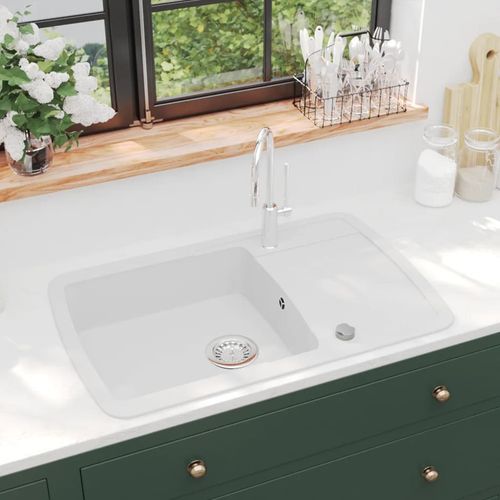 Granitni kuhinjski sudoper s jednom kadicom bijeli slika 11