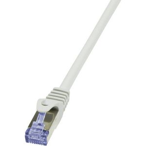 LogiLink CQ3021S RJ45 mrežni kabel, Patch kabel cat 6a S/FTP 0.50 m bijela vatrostalan, sa zaštitom za nosić 1 St.