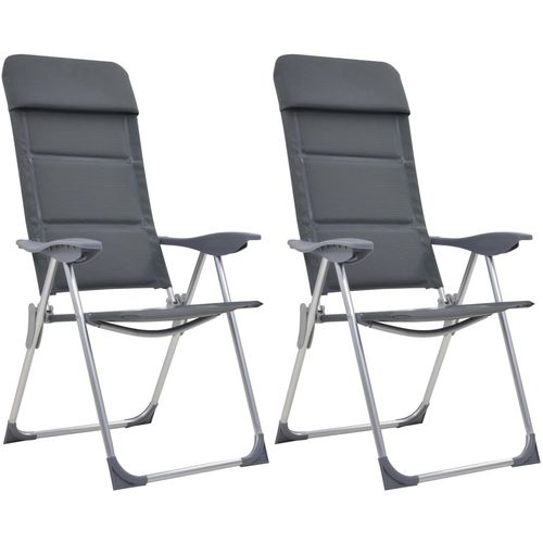 Stolice za kampiranje 2 kom sive 58 x 69 x 111 cm aluminijske slika 1