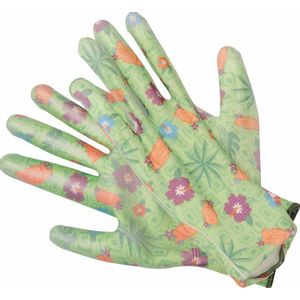 Flo rukavice za vrt s uzorkom cvijeća - zelene veličine 10"