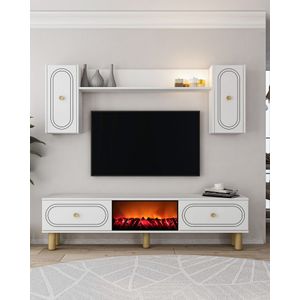 TV Unit Polen Bohem Fireplace - Bijela