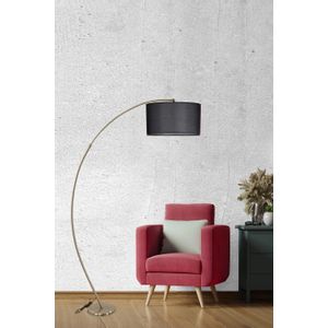 Mısra Mat Krom Lambader Silindir Hasır Siyah Abajurlu Chrome Floor Lamp