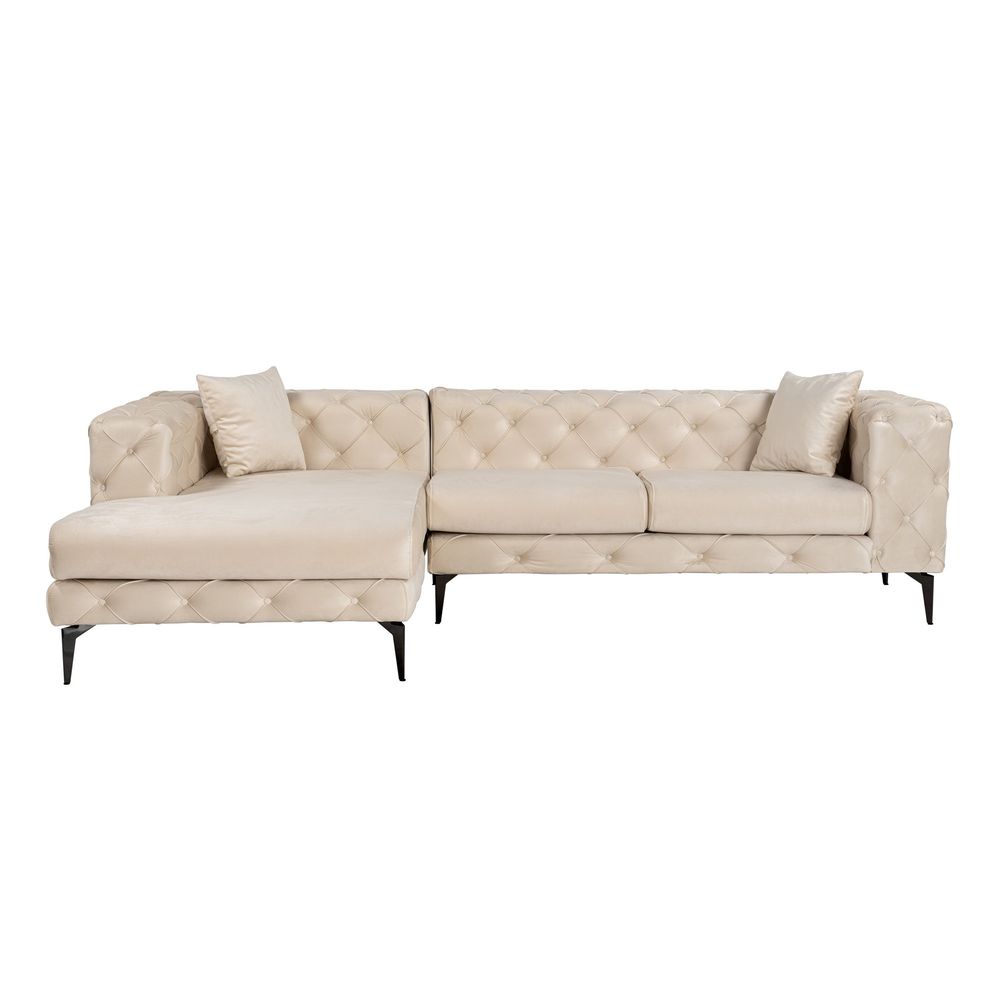Como Eco Left - Bež, Crna Bež Ugaona Sofa slika 2