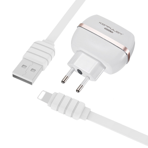 Kucni punjac KONFULON C23+S32A 2xUSB 5V 2.4A sa iPhone lightning kablom beli