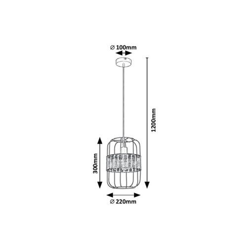 Rabalux Indiana, metal Visilica lampa, E27 1x MAX40W, mat crna slika 3