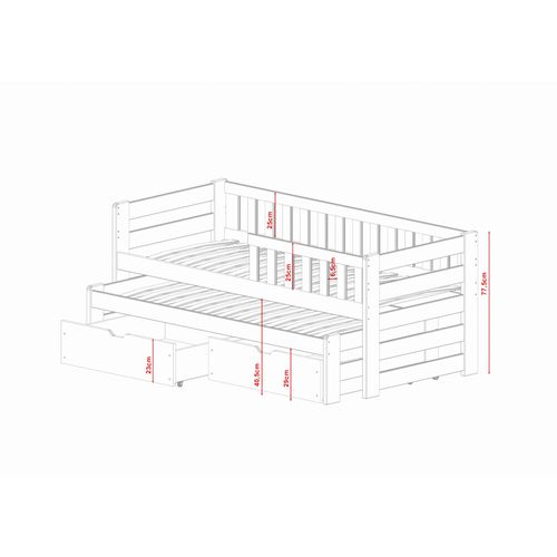 Drveni dječji krevet Bolko s dodatnim krevetom i ladicom - bijeli - 190*90 cm slika 3