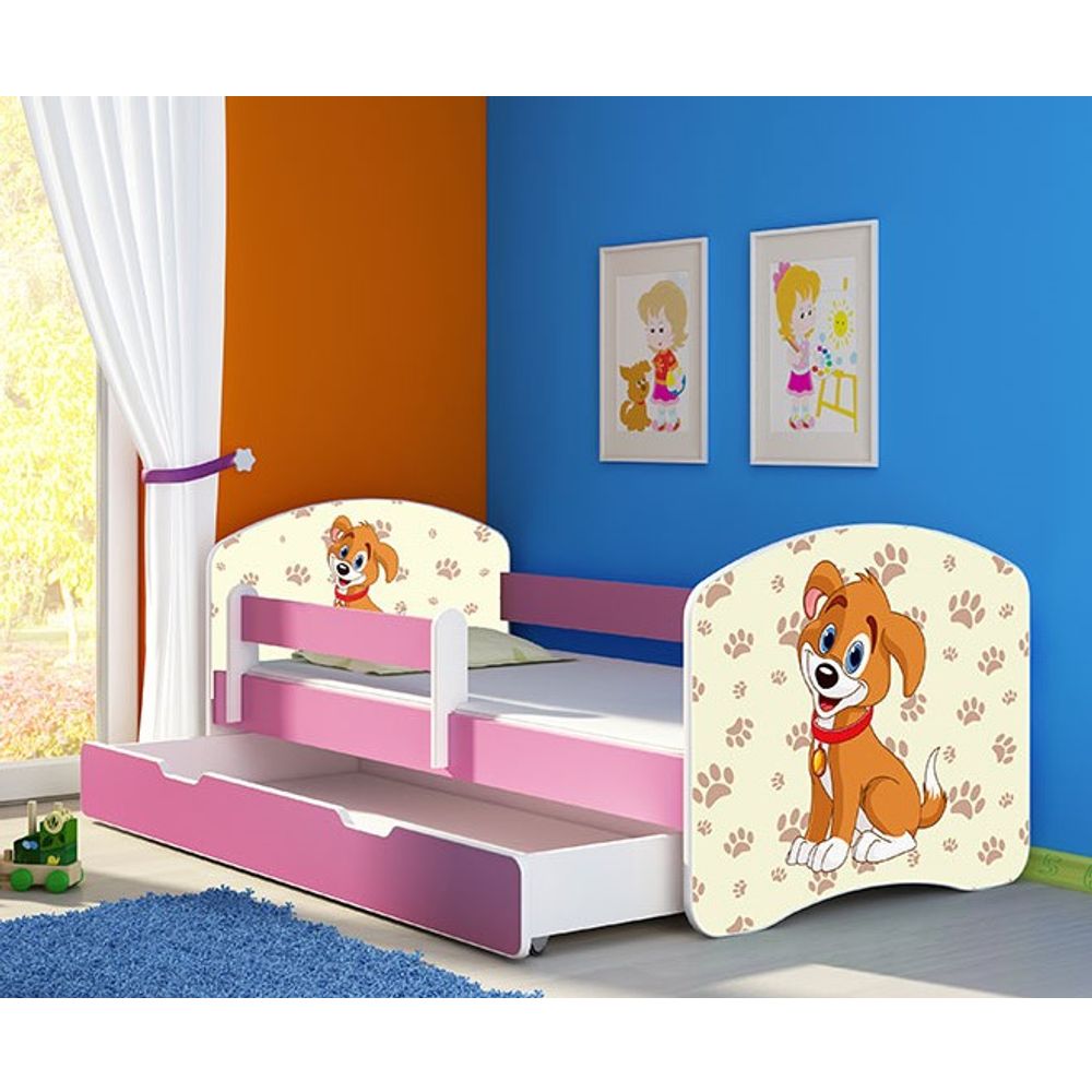 ACMA Dječiji krevet Acma II sa ladicom Pink - 160x80cm - Dezen 11 slika 1
