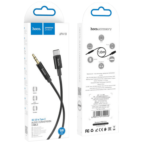 hoco. audio kabel USB type C na 3.5 mm, 1m, UPA19 Black slika 2