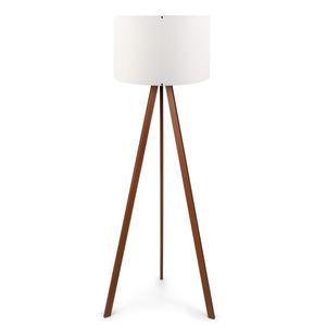 Opviq Podna lampa OAK bijela- drvo, 70% MDF- 30% platno , 38 x 140 cm, promjer sjenila 38 cm, duljina kabla 200 cm, E27 60 W max., AYD-1528