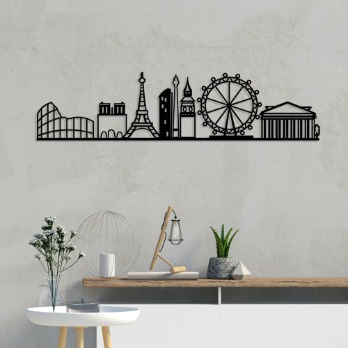 Wallity Metalna zidna dekoracija, European Cities Skyline slika 1