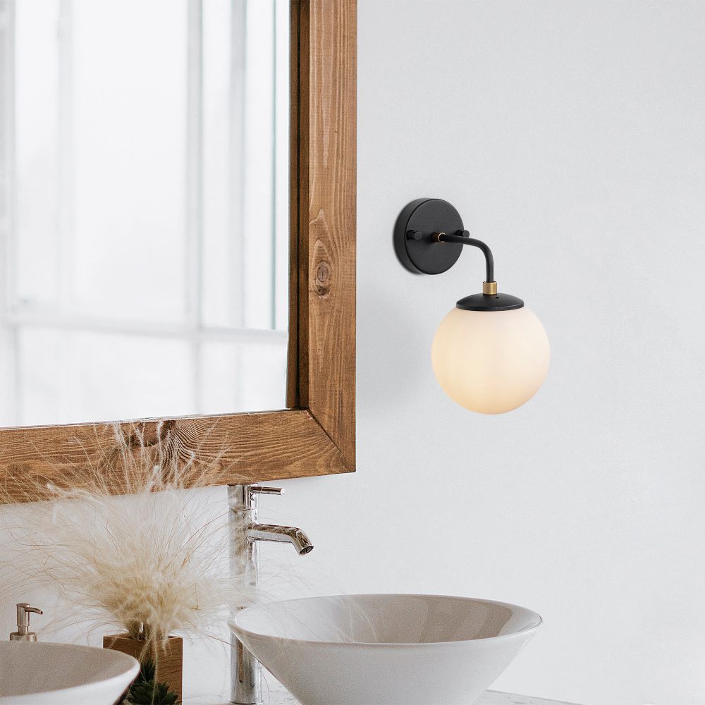 Horn - 12217 Crna Antikna Krem Zidna Lampa slika 2