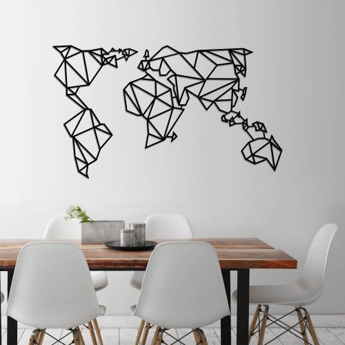 Wallity Zidna dekoracija ATLAS, World Map Metal Decor 4 - Black slika 2