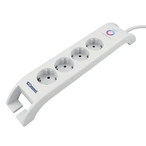 Četverostruka prenosiva utičnica + 2xUSB-A, 16 A 250 V ~ 3680 W s prenaponskom zaštitom, bijela, H05VV-F 3G1,5 / 2 m