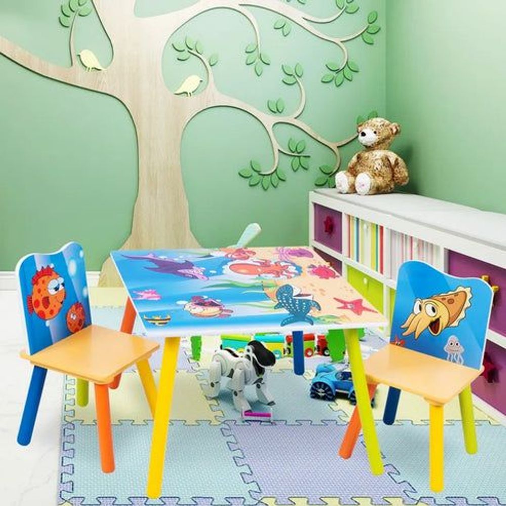 Kinder Home Dječiji drveni sto sa dvije stolice Sea Adventure slika 1