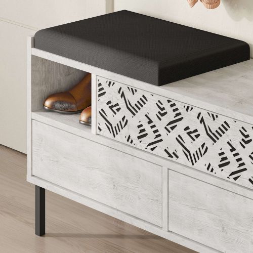 Heaton Shoe Bench - Ancient White White Shoe Cabinet slika 4